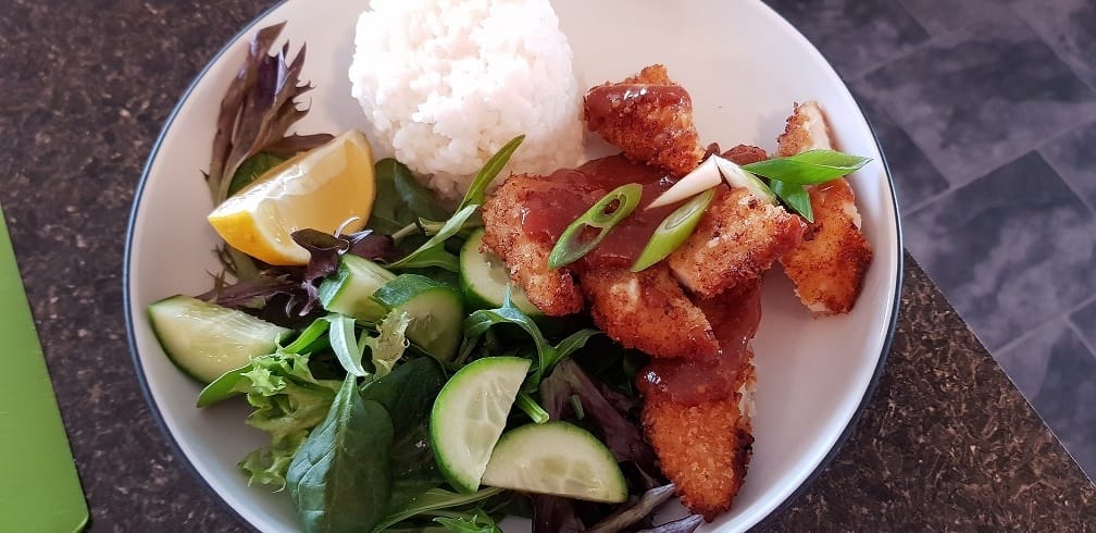 katsu chciken rice salad