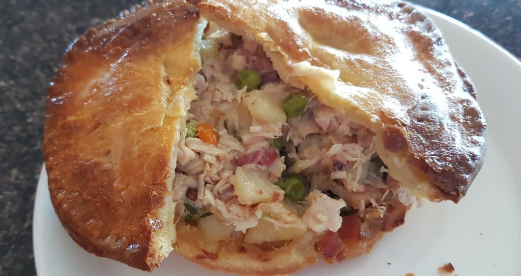 hot water crust chicken and veg pie