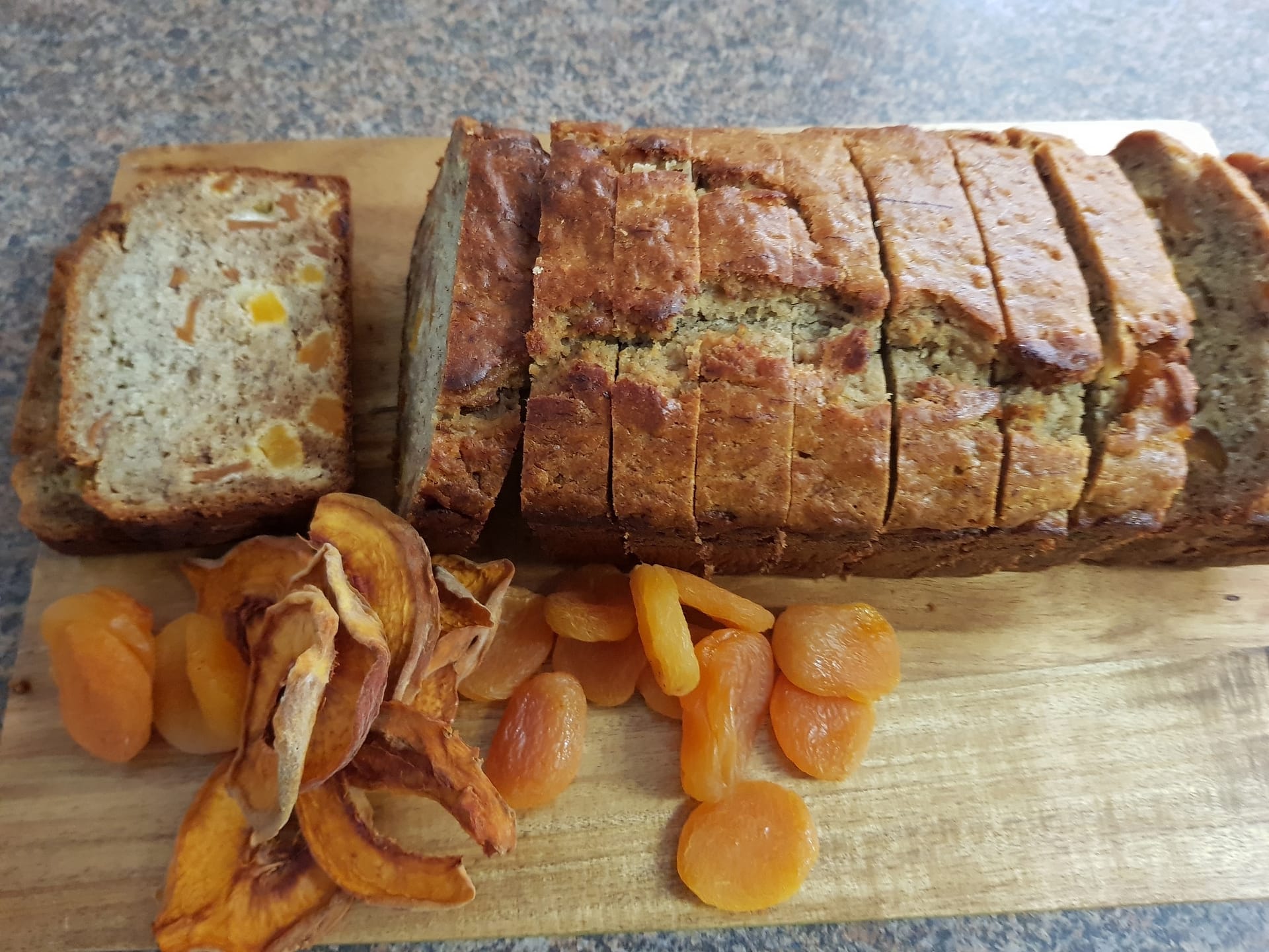 banana bread with peach and apricot