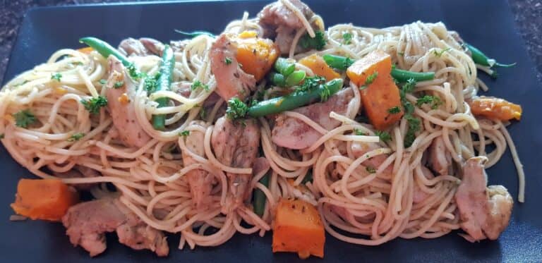 pesto chicken pumpkin spaghetti